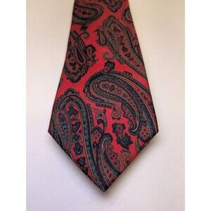 Adolfo Red Paisley All‎ Silk Pointed Classic Necktie Tie Made in USA